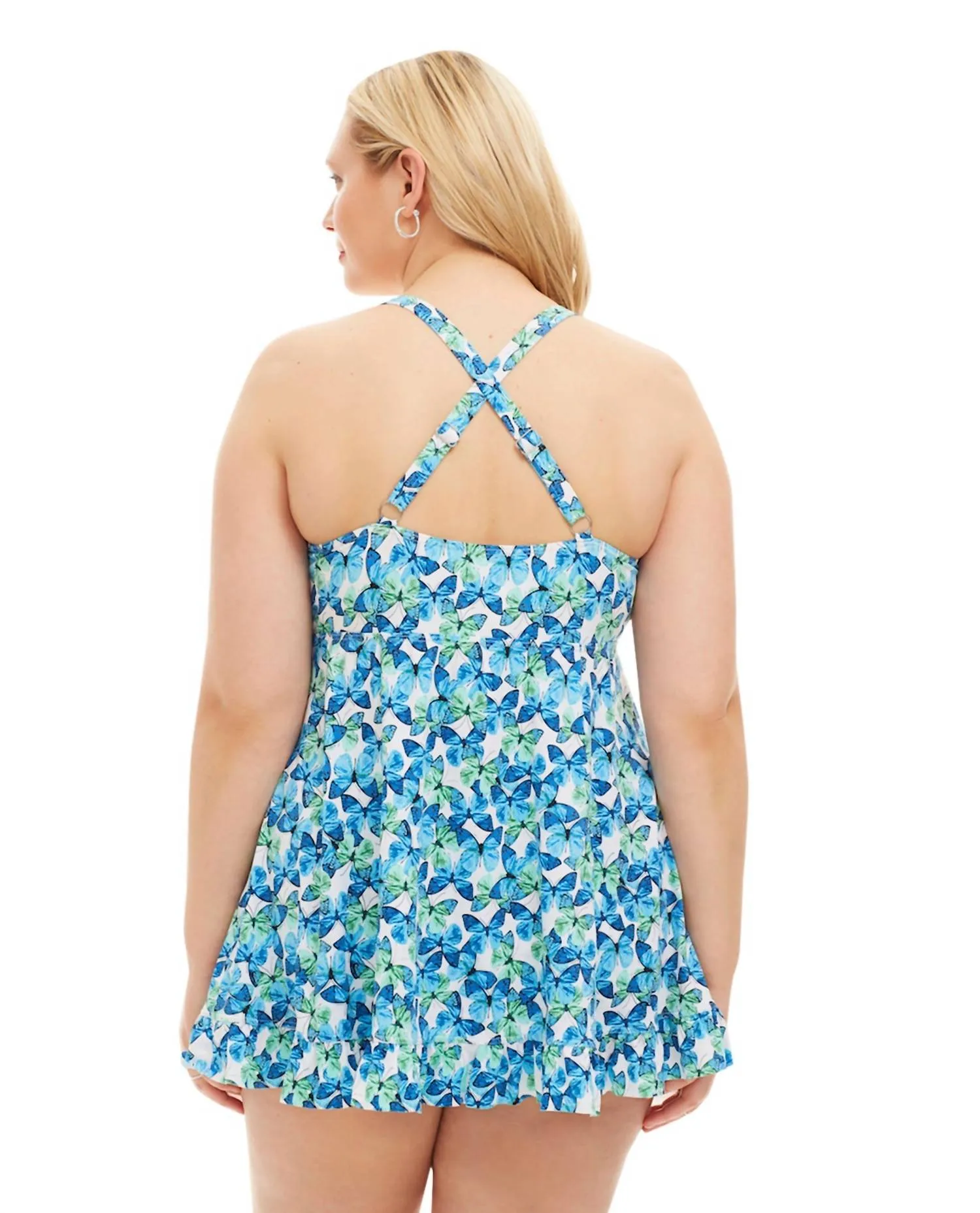 Always For Me - Blue Plus Size Two Piece Flutter Swimdress Set