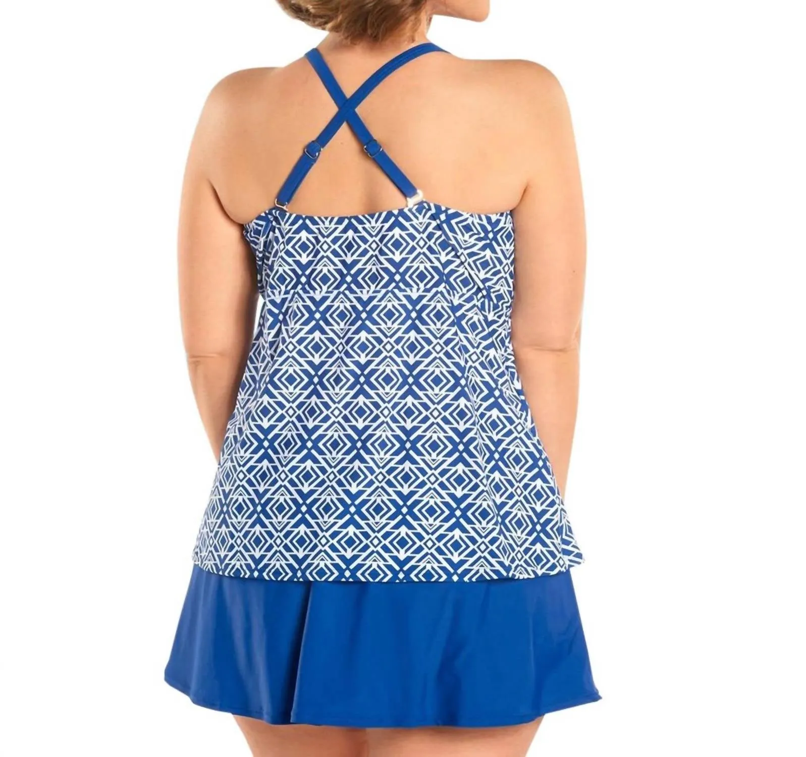 Always For Me - Plus Size Aegean Tankini Top with Matching Swim Skirt