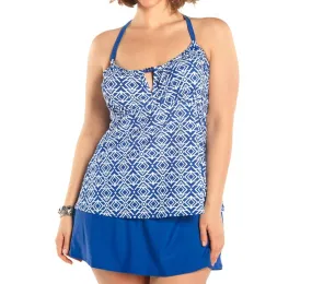Always For Me - Plus Size Aegean Tankini Top with Matching Swim Skirt