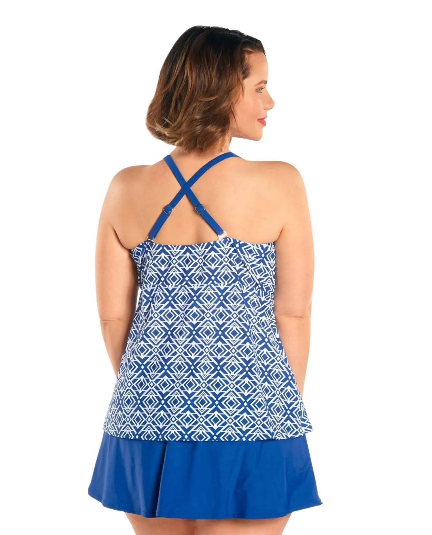 Always For Me - Plus Size Aegean Tankini Top with Matching Swim Skirt