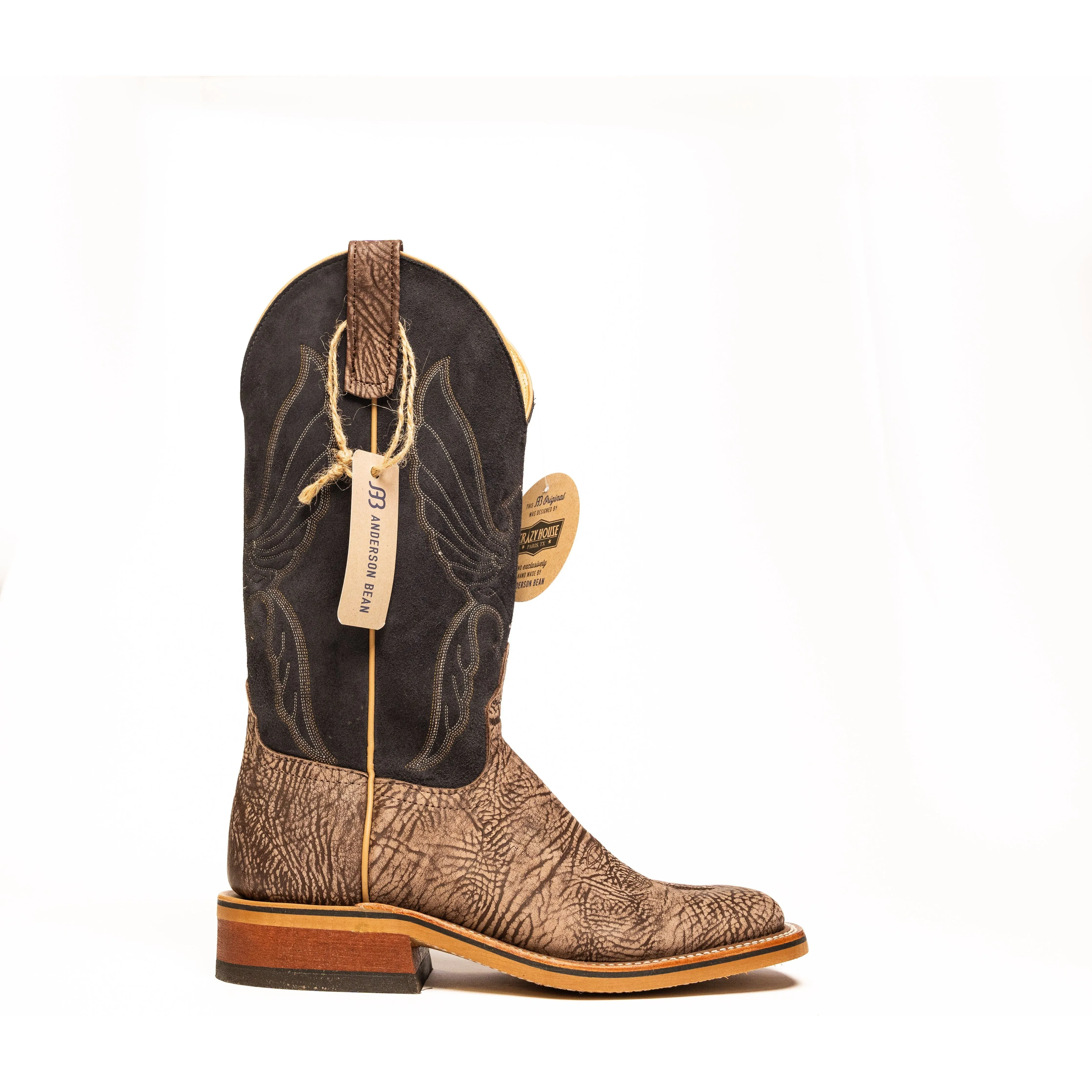 Anderson Bean Brown Washed Shoulder with Suede Navy Top