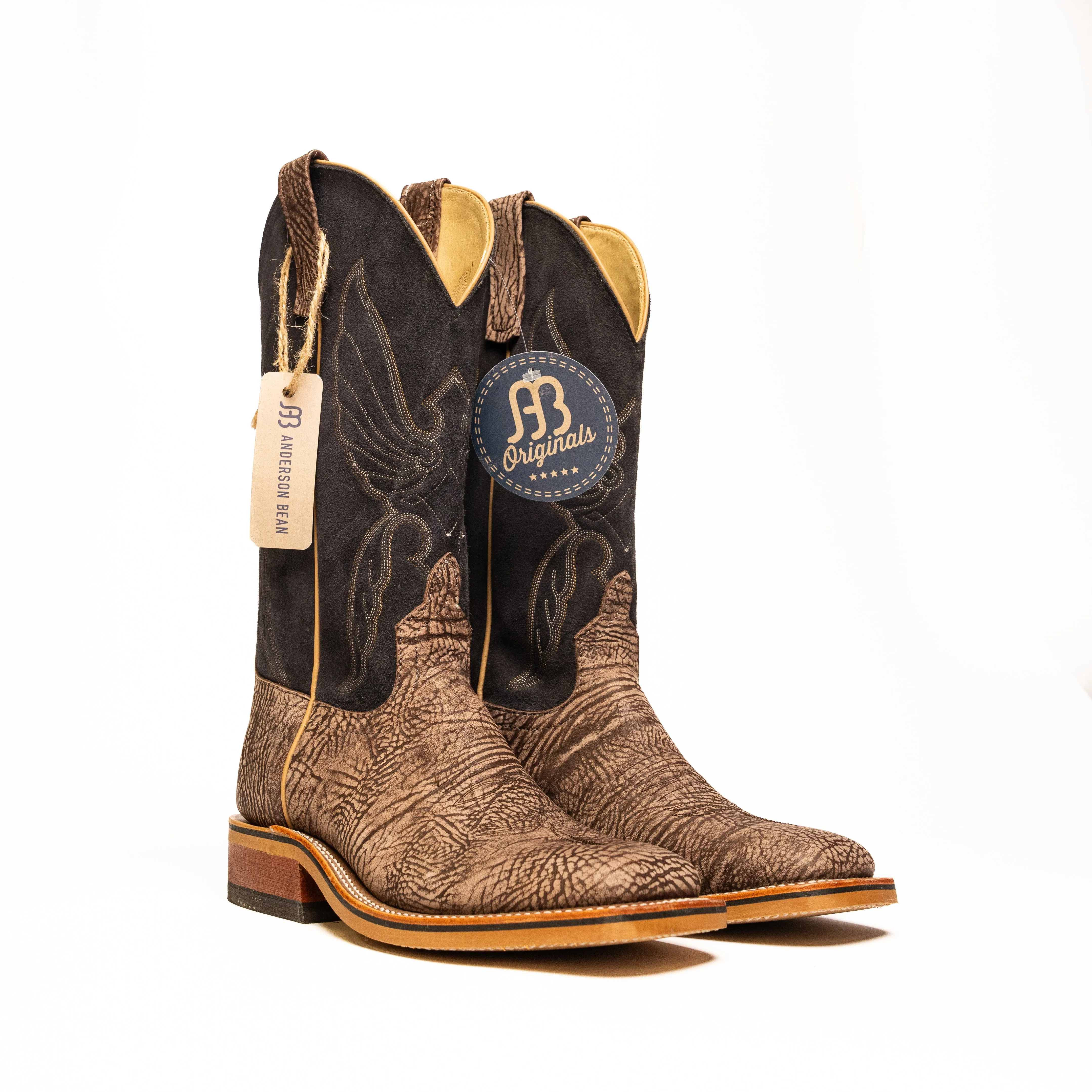 Anderson Bean Brown Washed Shoulder with Suede Navy Top