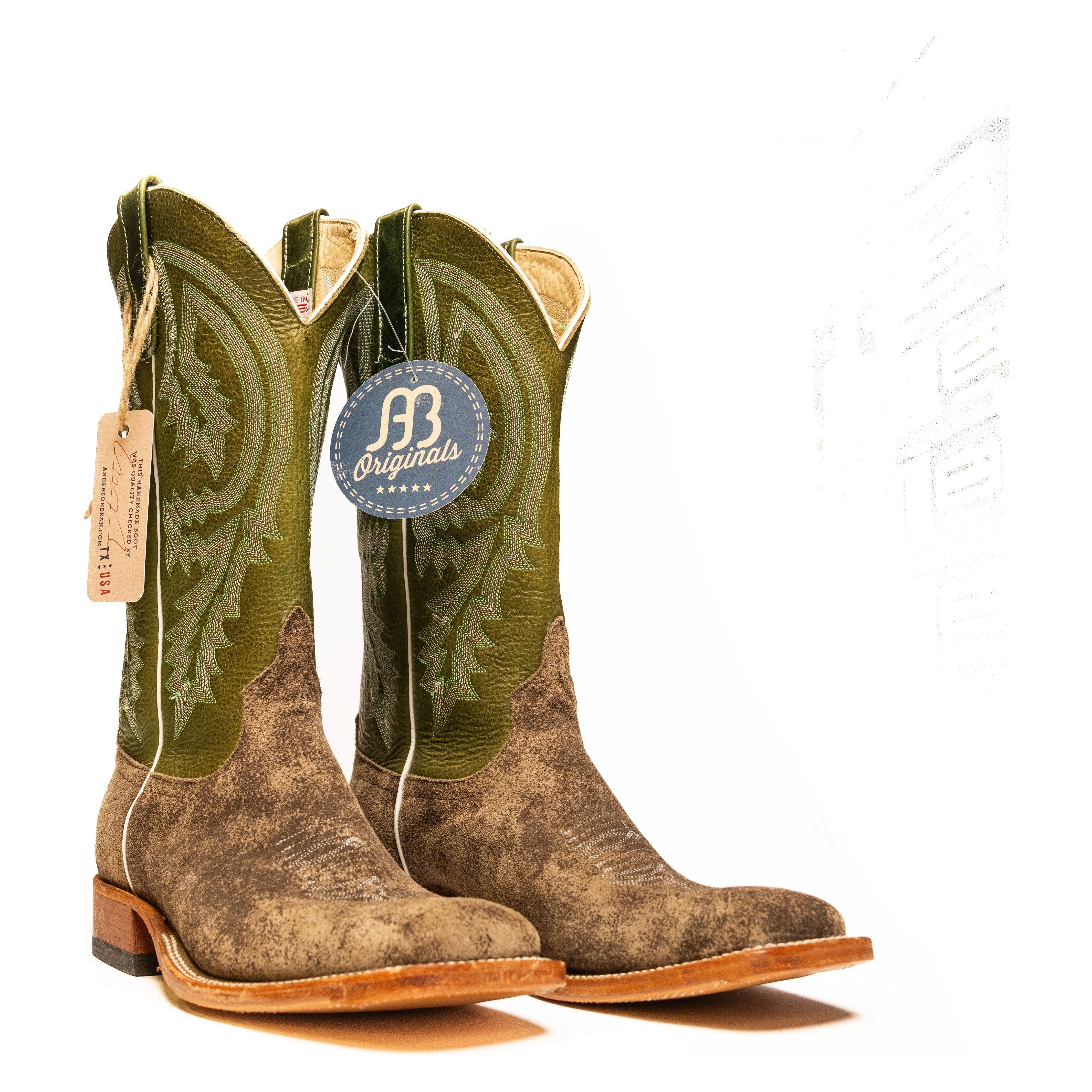 Anderson Bean Suede Bison with Jade Navajo Top