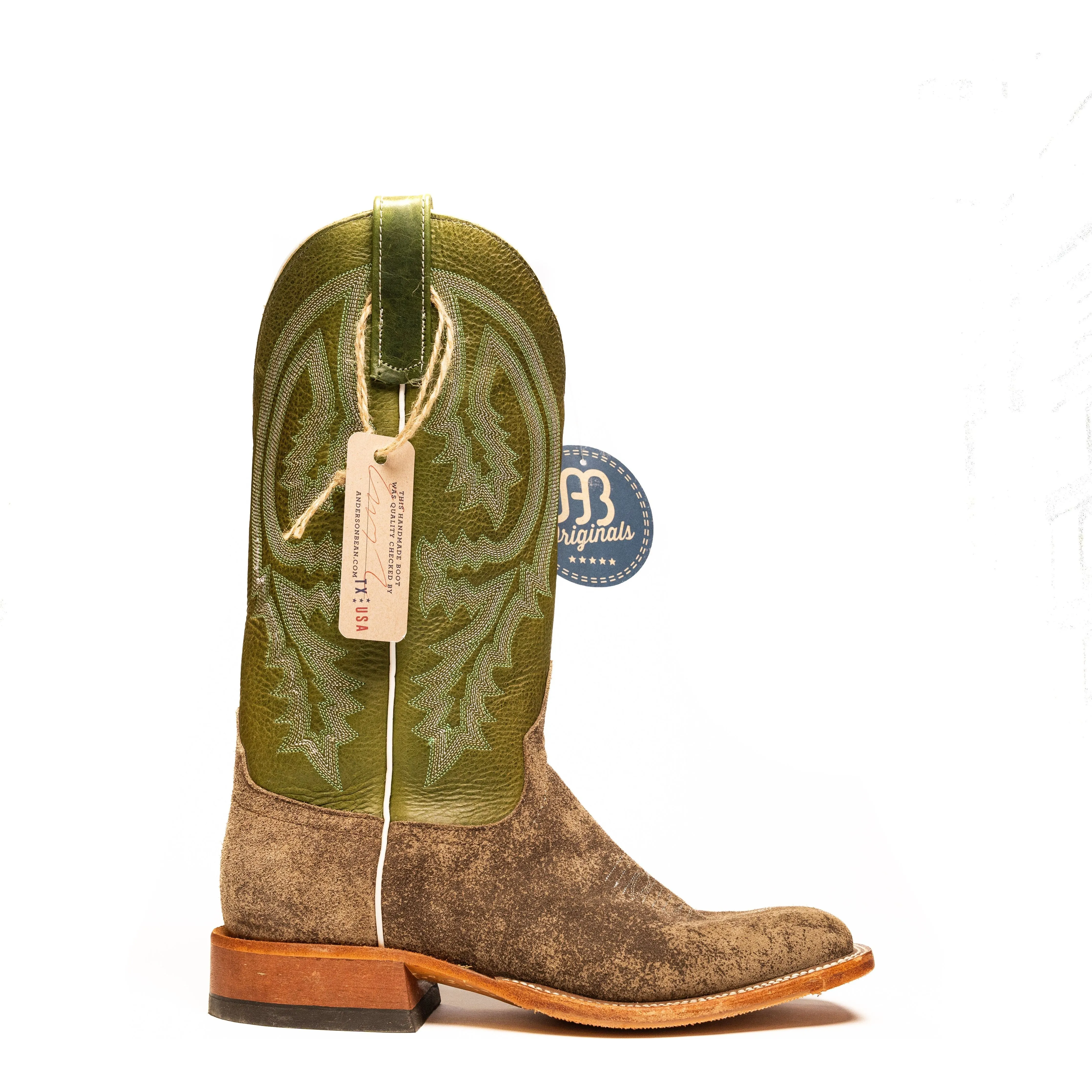 Anderson Bean Suede Bison with Jade Navajo Top