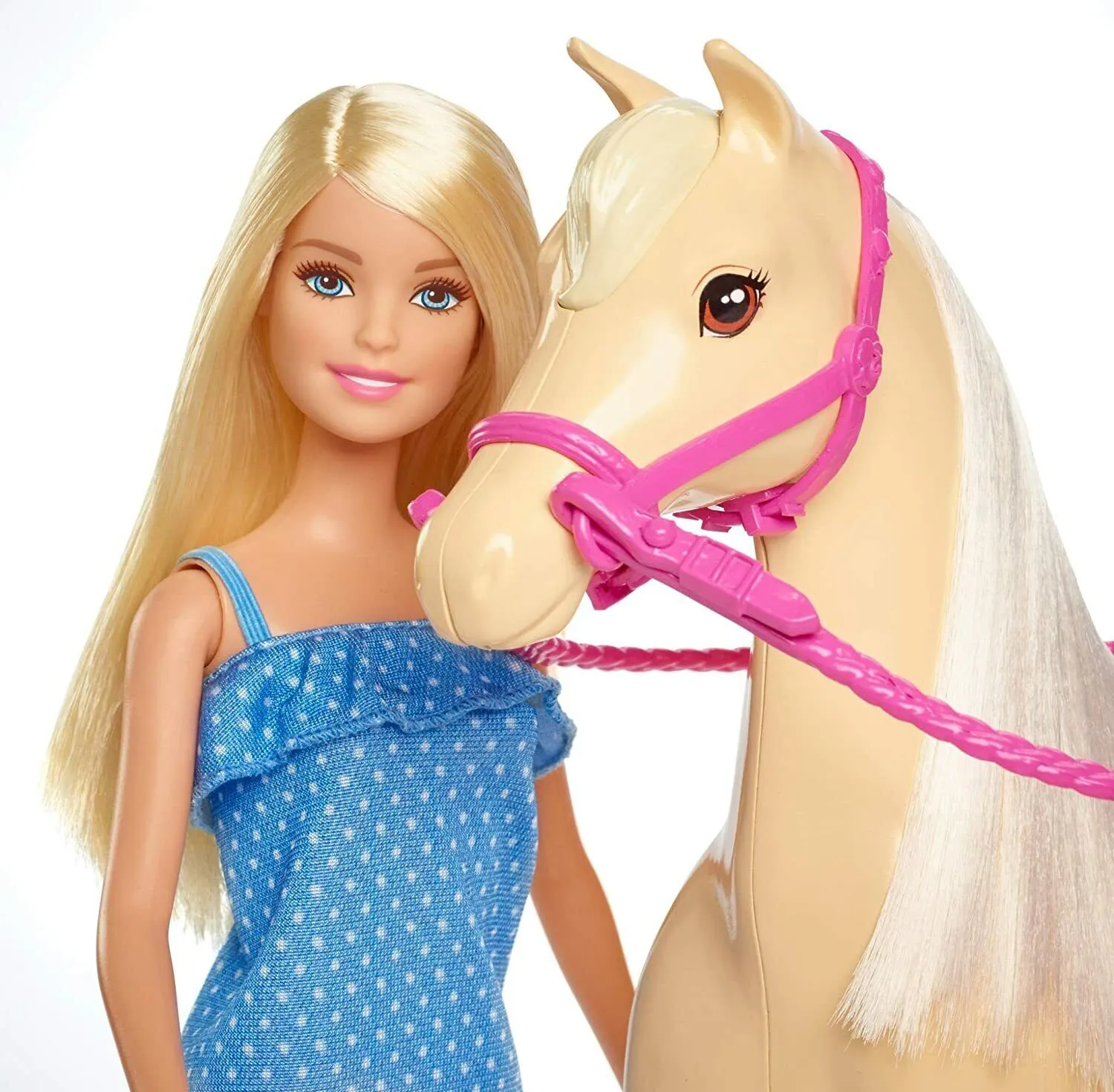Barbie Doll & Horse Playset, Blonde Hair with Riding Accessories FXH13 GIFT NEW