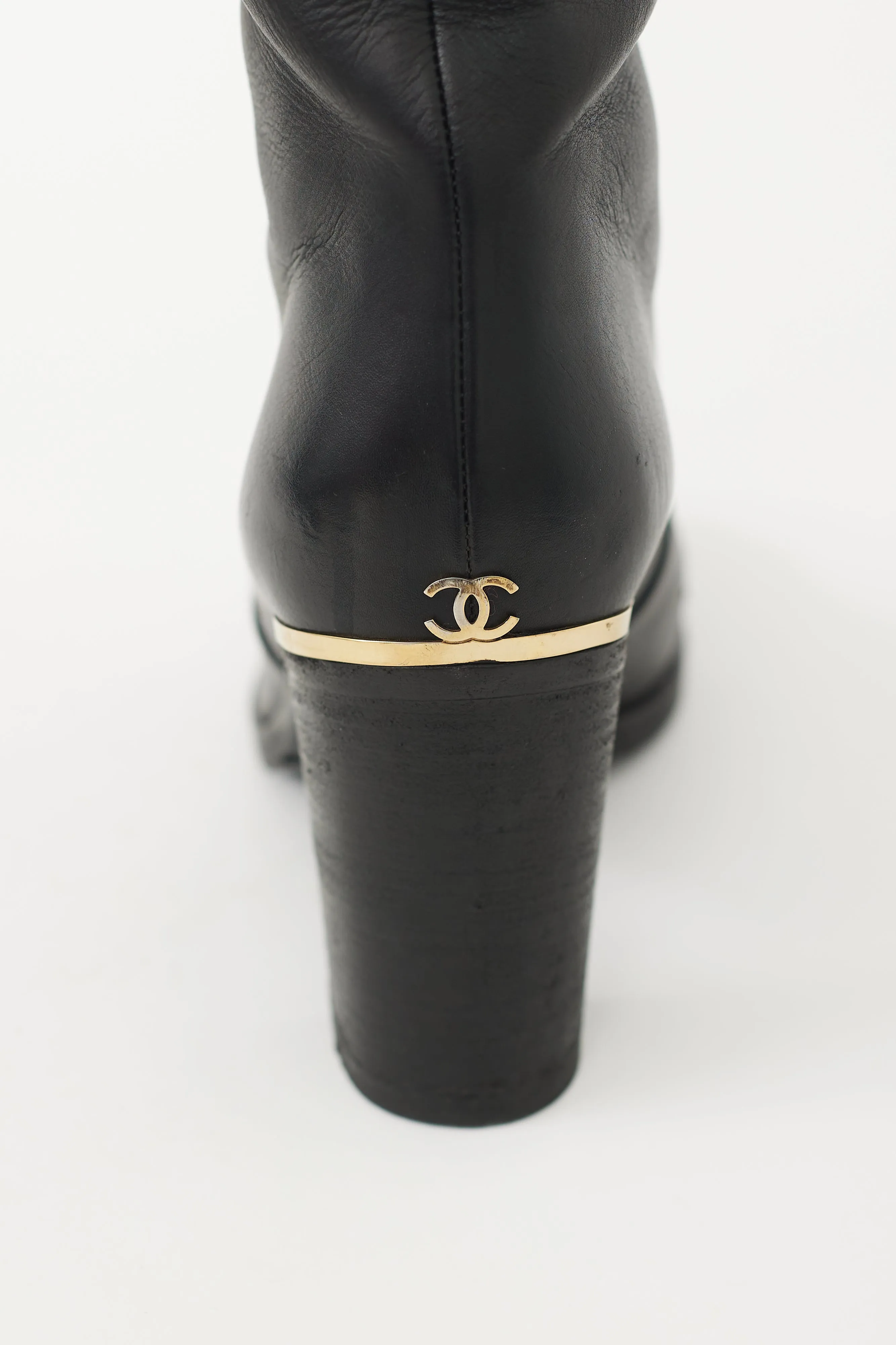 Black & Gold Leather Riding Boot