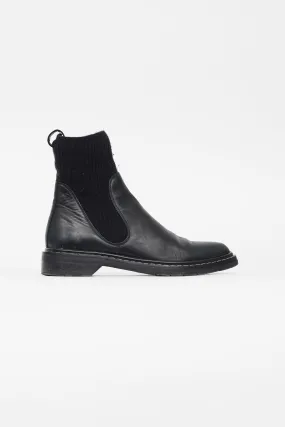 Black Leather Chelsea Sock Boot