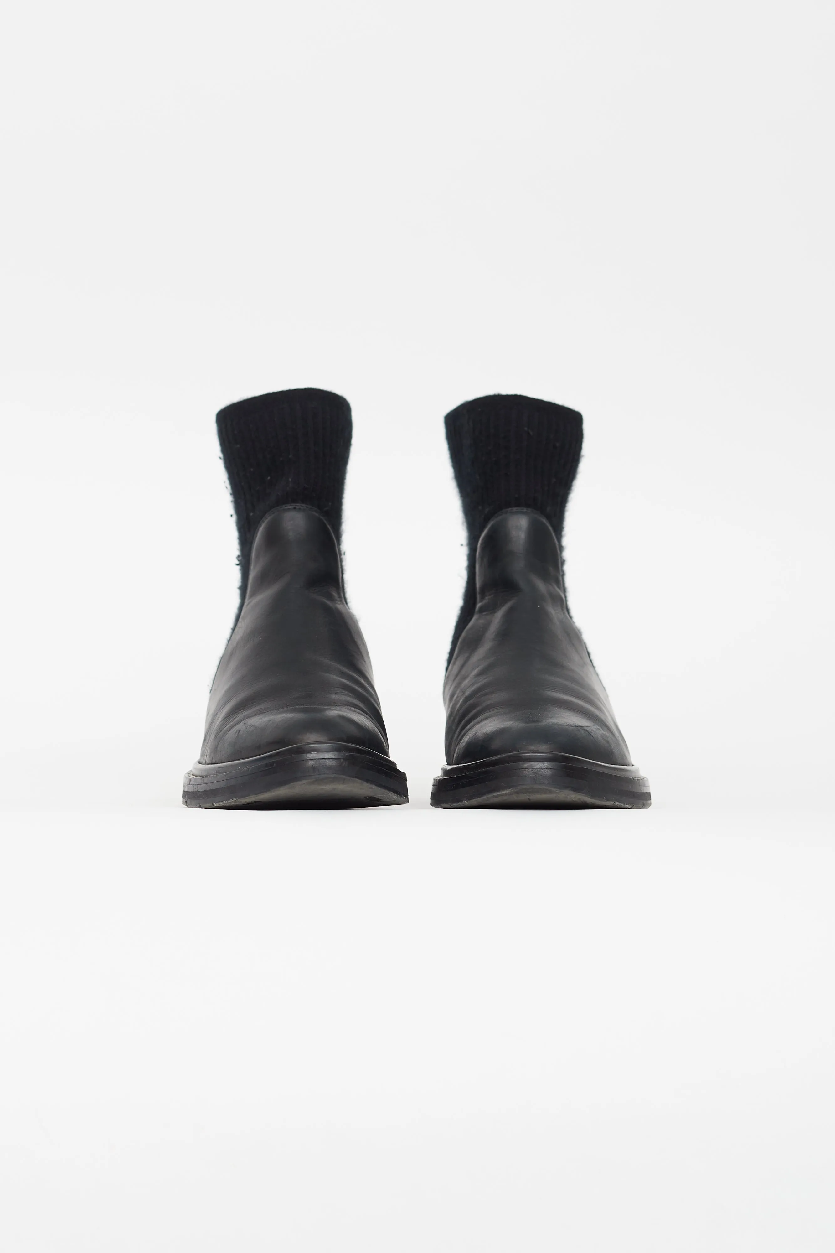 Black Leather Chelsea Sock Boot