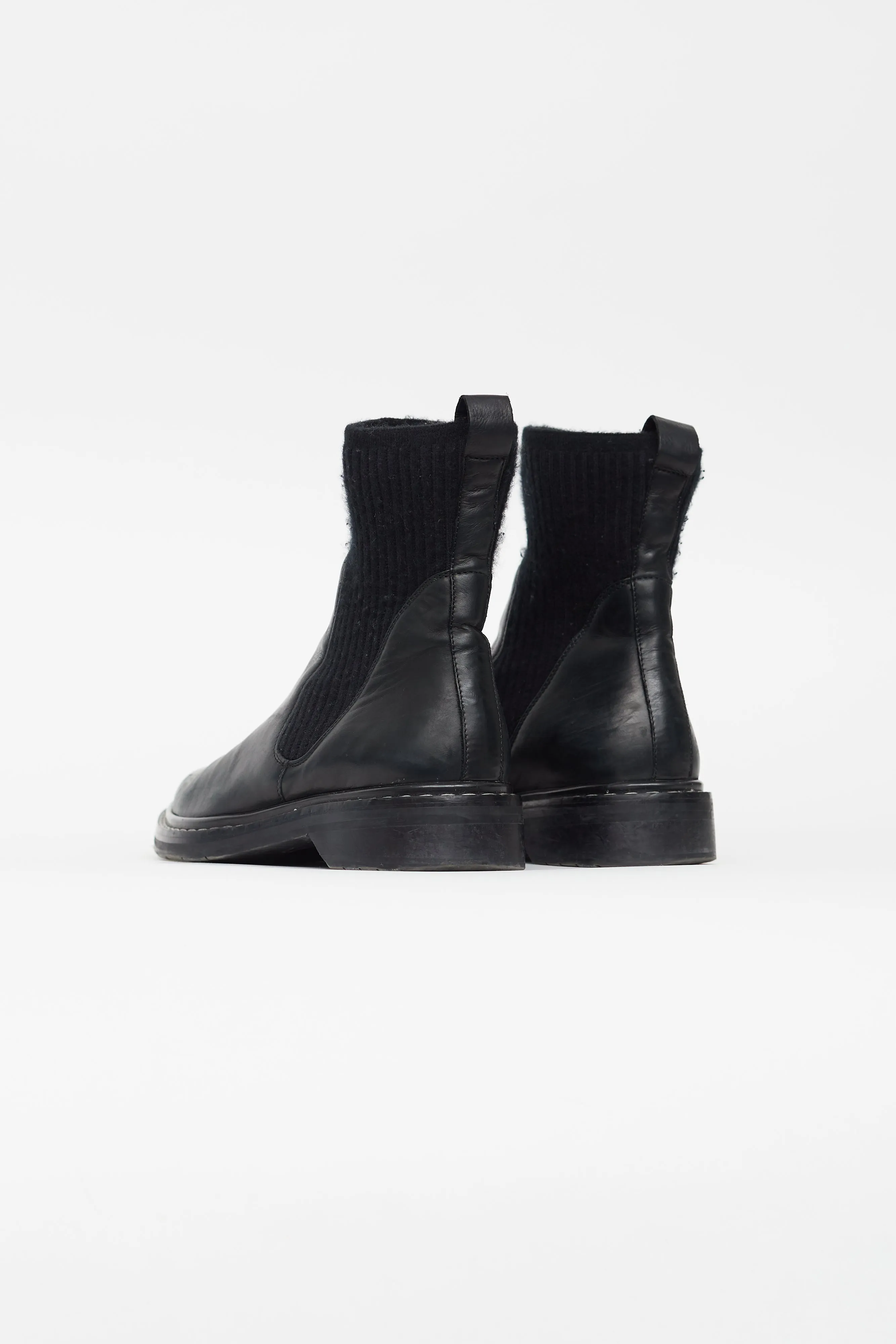 Black Leather Chelsea Sock Boot