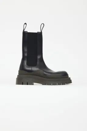 Black Leather Chelsea Tire Boot