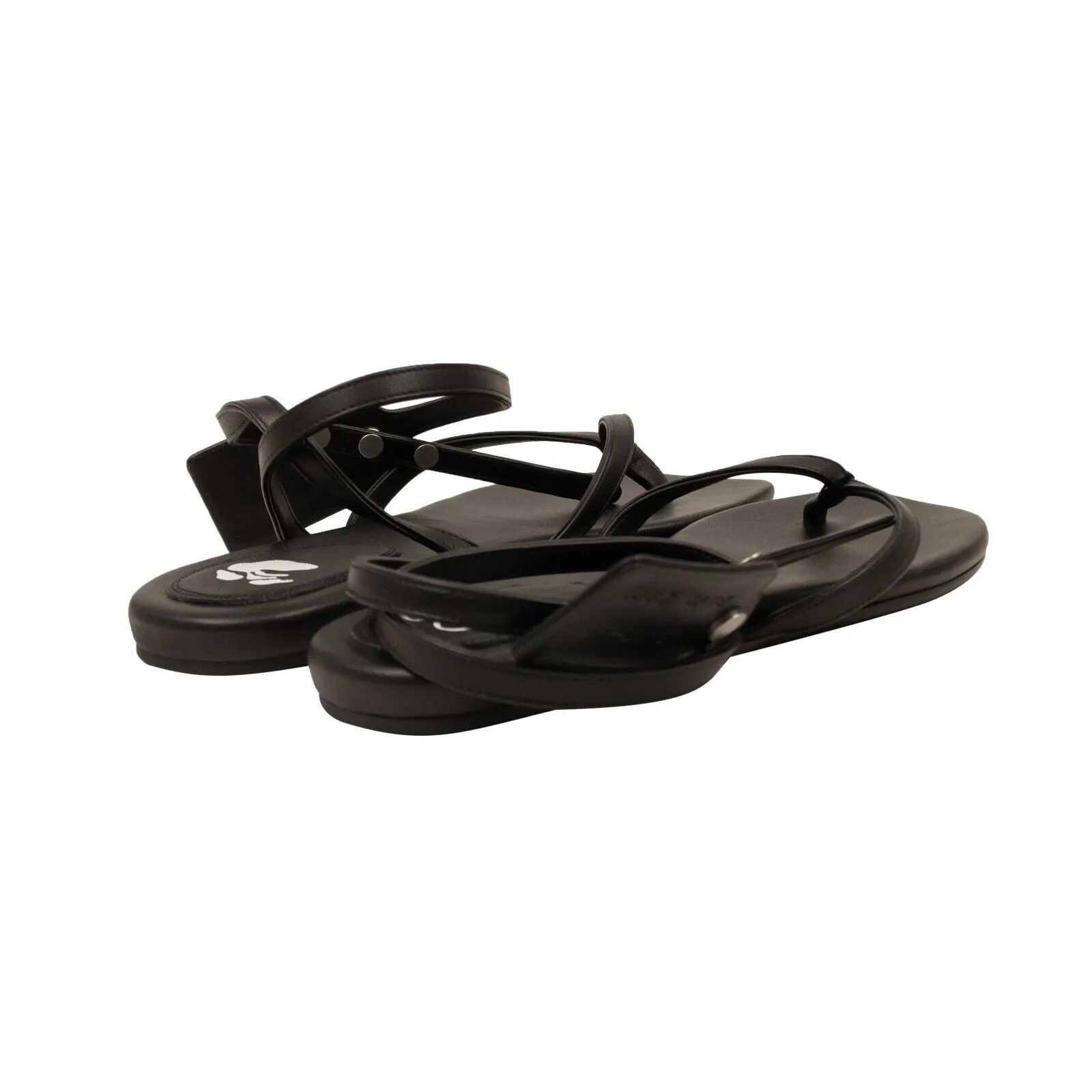 Black Zip Tie Flat Sandals