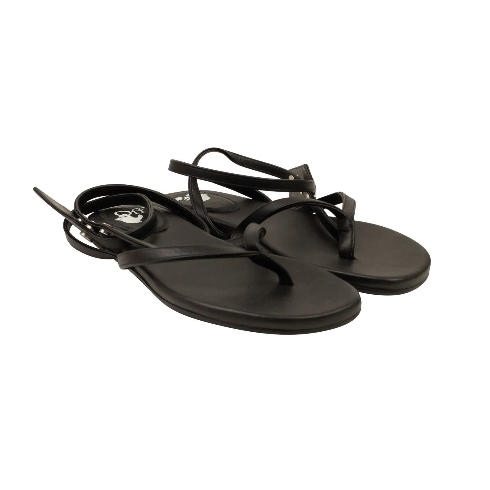 Black Zip Tie Flat Sandals