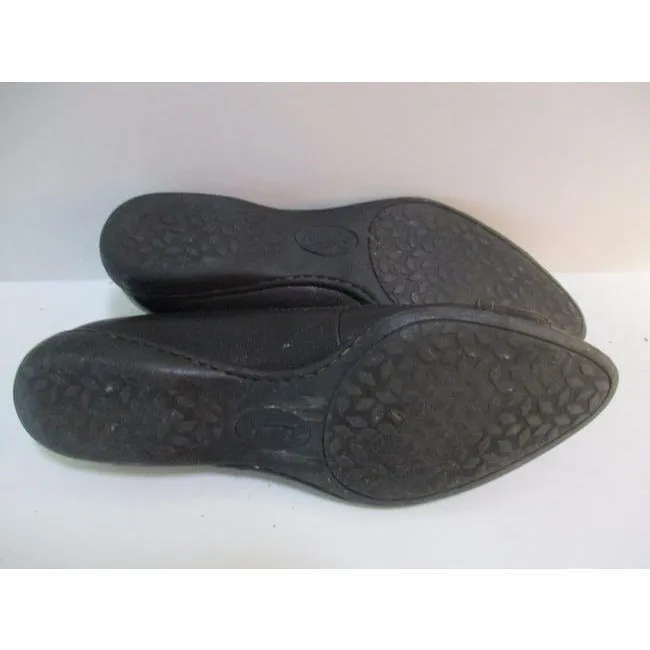 Boc Brown Round Pointed Toe Leather Buckle Flats Size Us