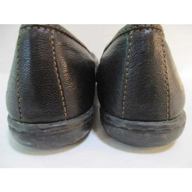 Boc Brown Round Pointed Toe Leather Buckle Flats Size Us