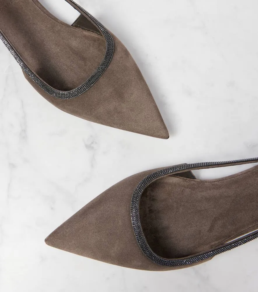 Brunello Cucinelli Monili suede ballet flats