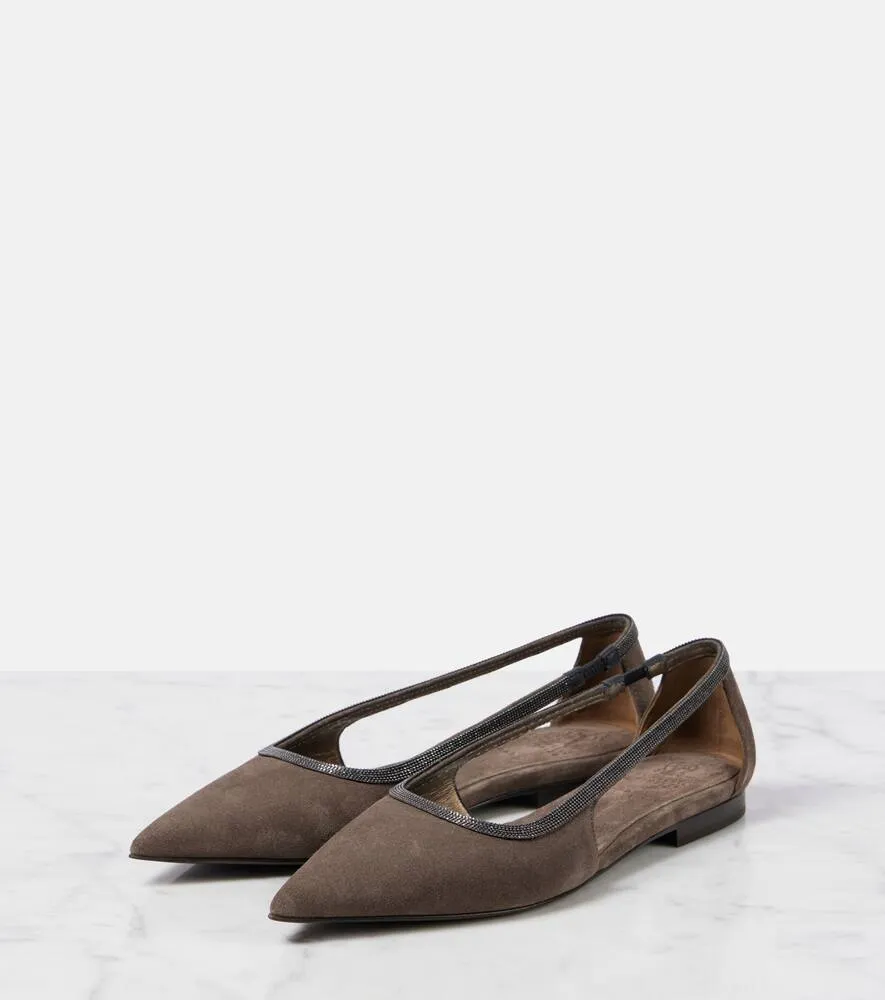 Brunello Cucinelli Monili suede ballet flats