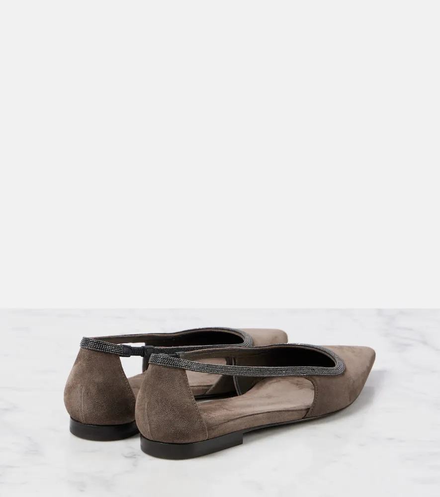Brunello Cucinelli Monili suede ballet flats