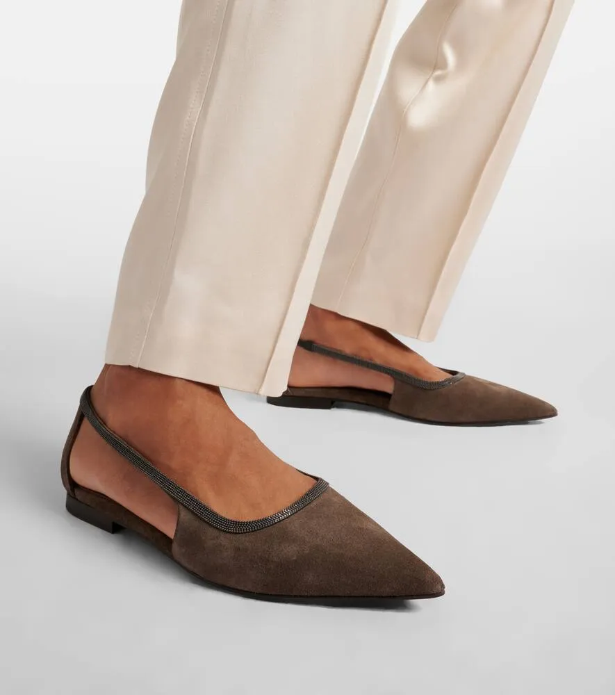 Brunello Cucinelli Monili suede ballet flats