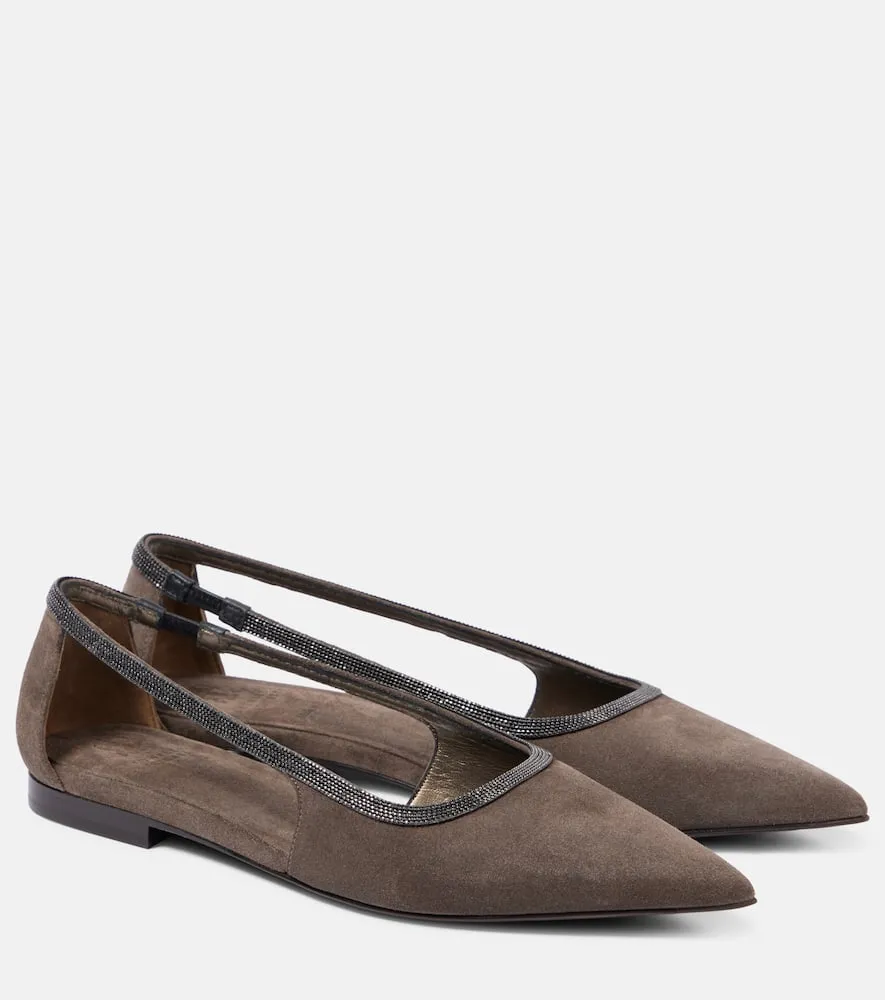 Brunello Cucinelli Monili suede ballet flats