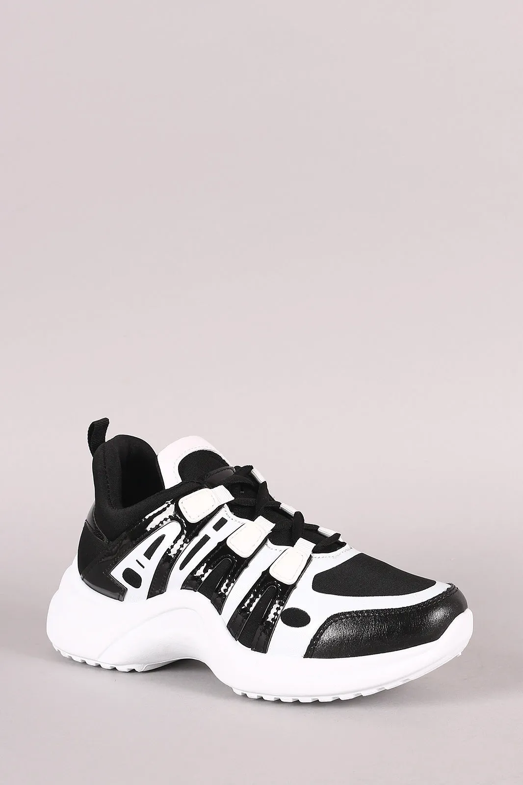 Colorblock Elastane Trim Lace-Up Sneaker