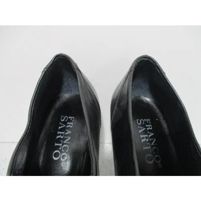 Franco Sarto Mod Black Squared Pointed Toe Slip On Pumps Size Us