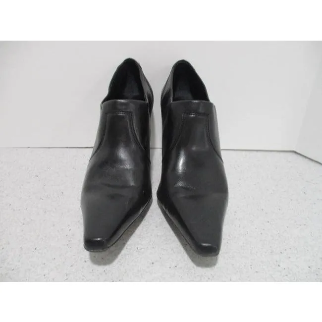 Franco Sarto Mod Black Squared Pointed Toe Slip On Pumps Size Us