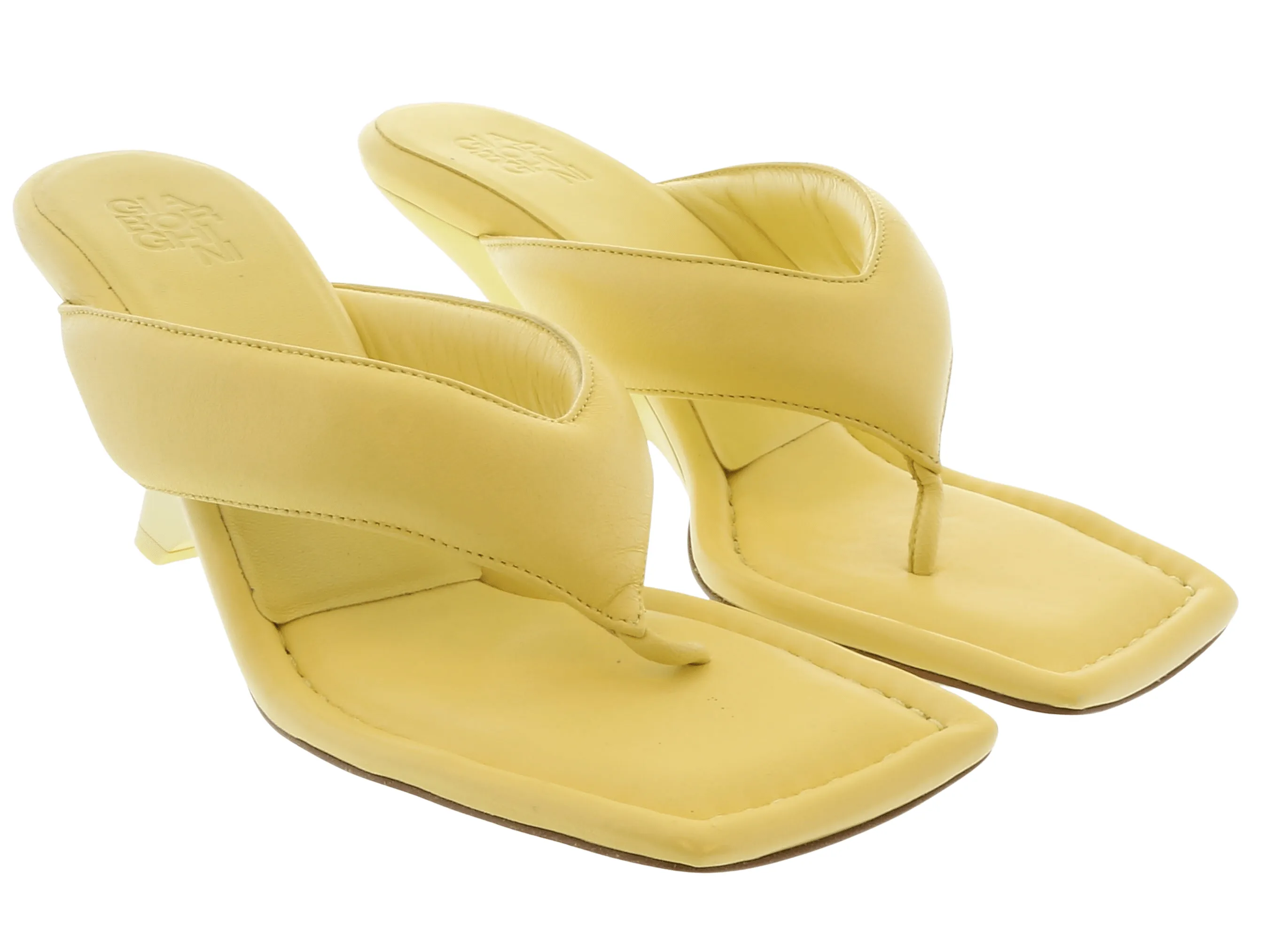 Gia Borghini Butter Yellow Thonge Mule with Wedge