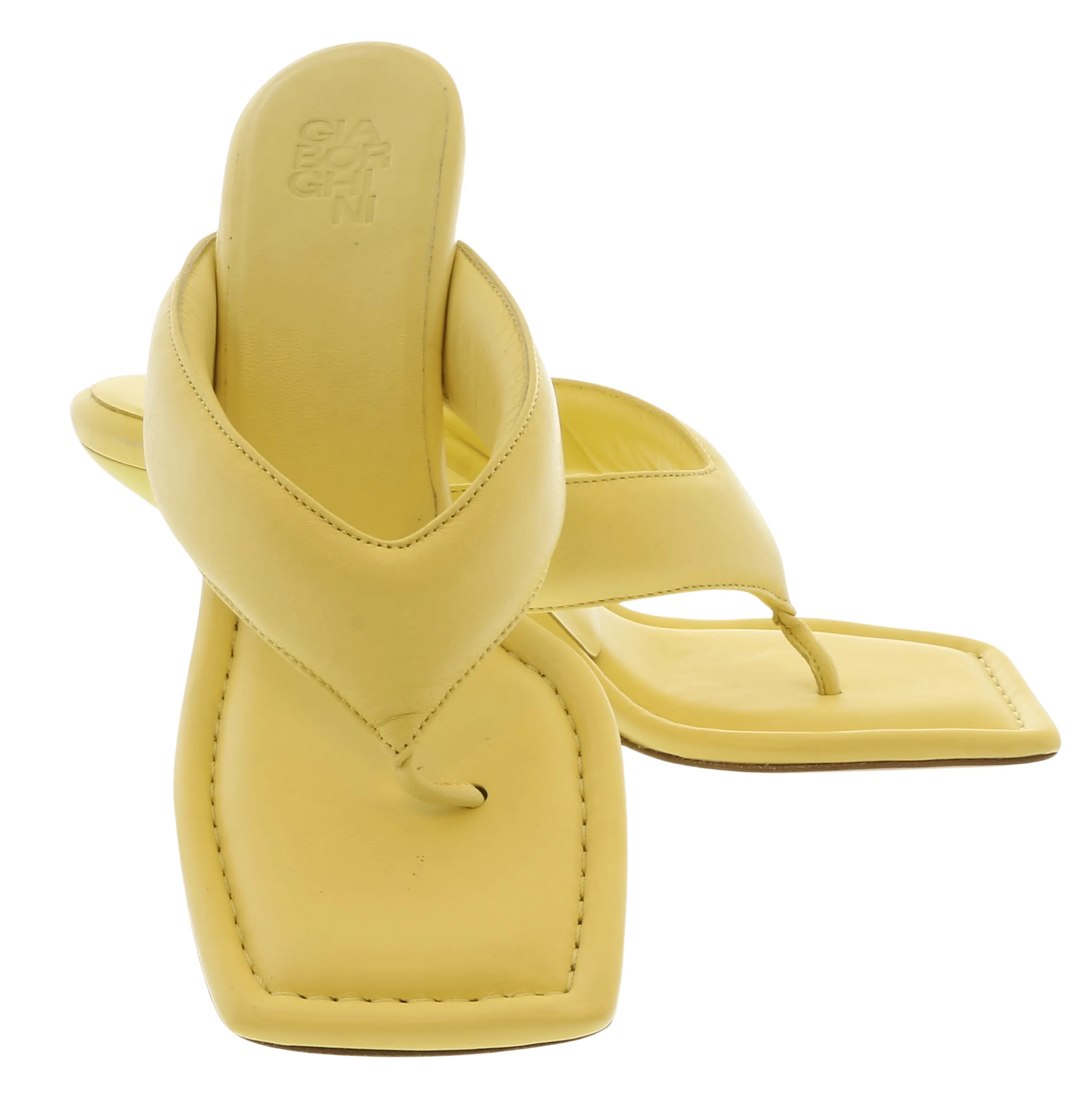 Gia Borghini Butter Yellow Thonge Mule with Wedge