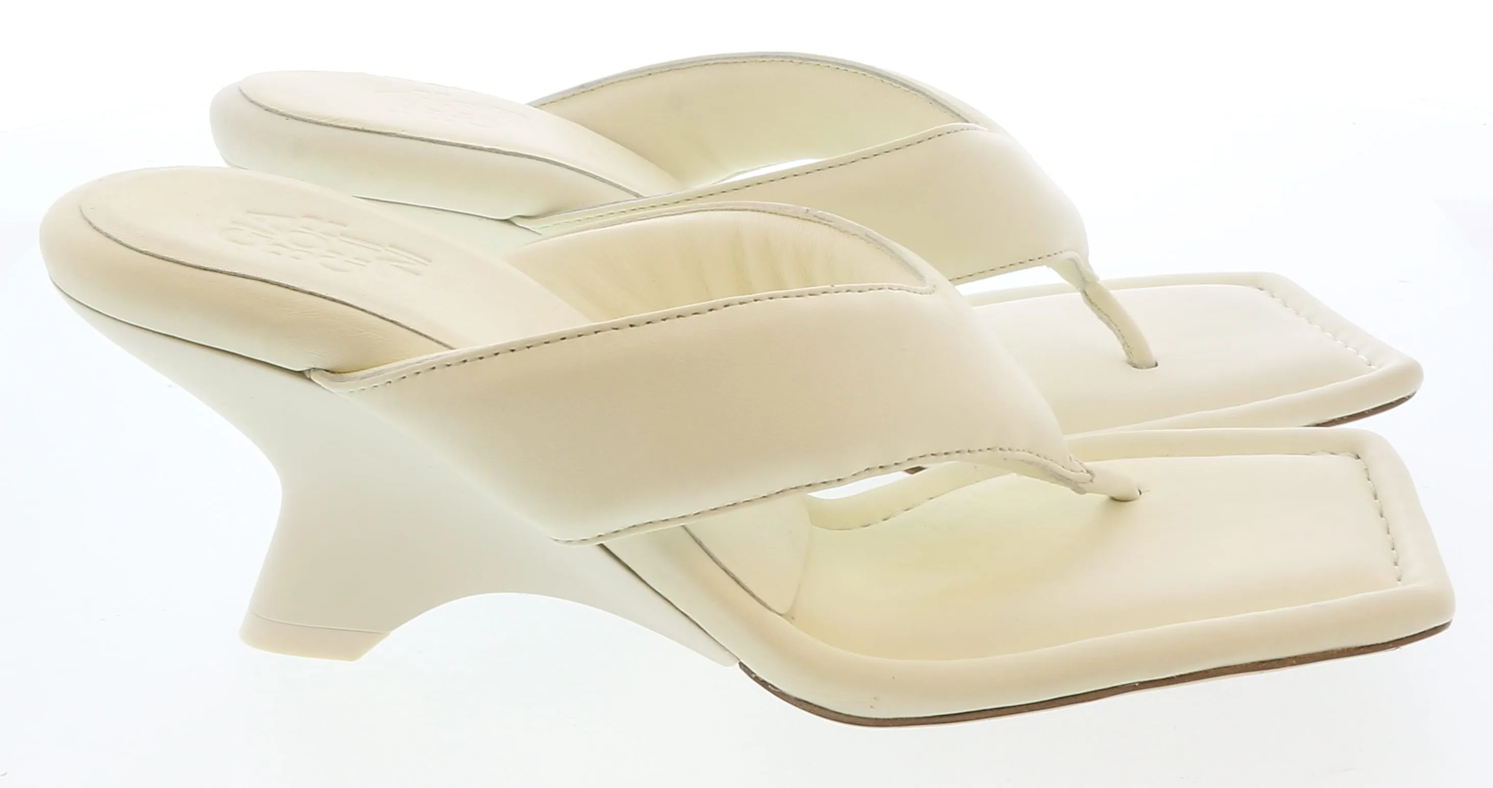 Gia Borghini Ivory Thonge Mule with Wedge