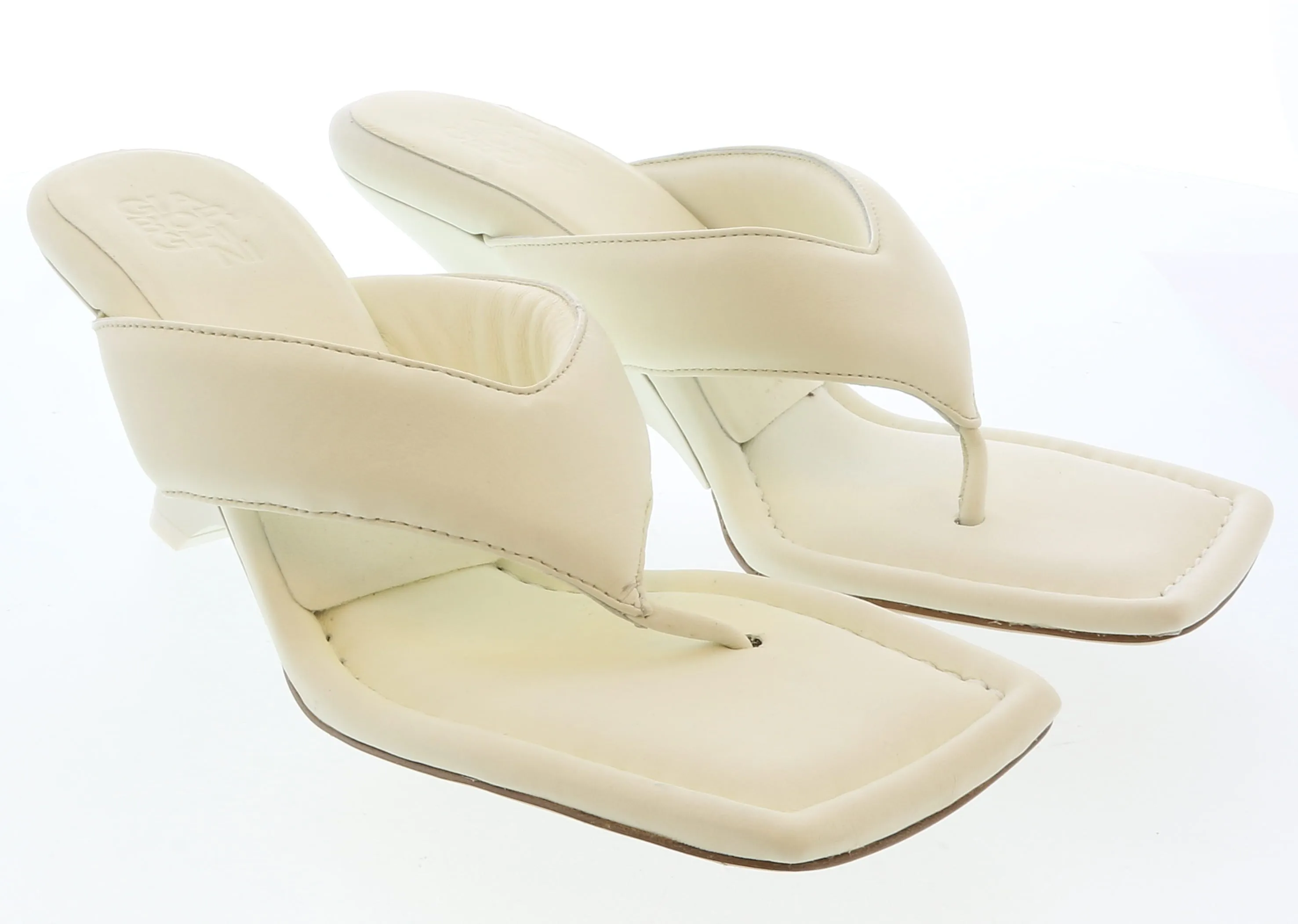 Gia Borghini Ivory Thonge Mule with Wedge