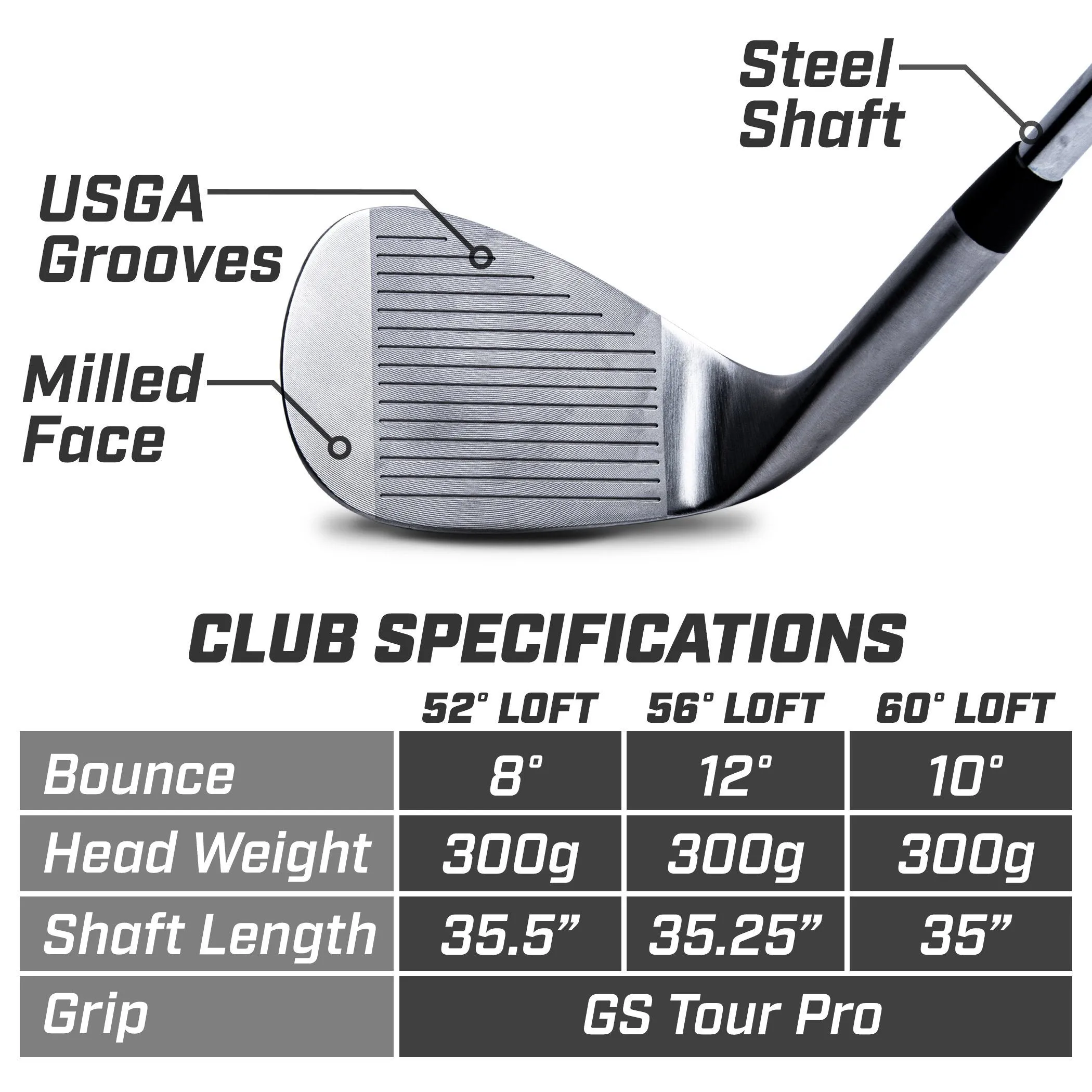 GoSports Tour Pro Golf Wedge Set - Satin
