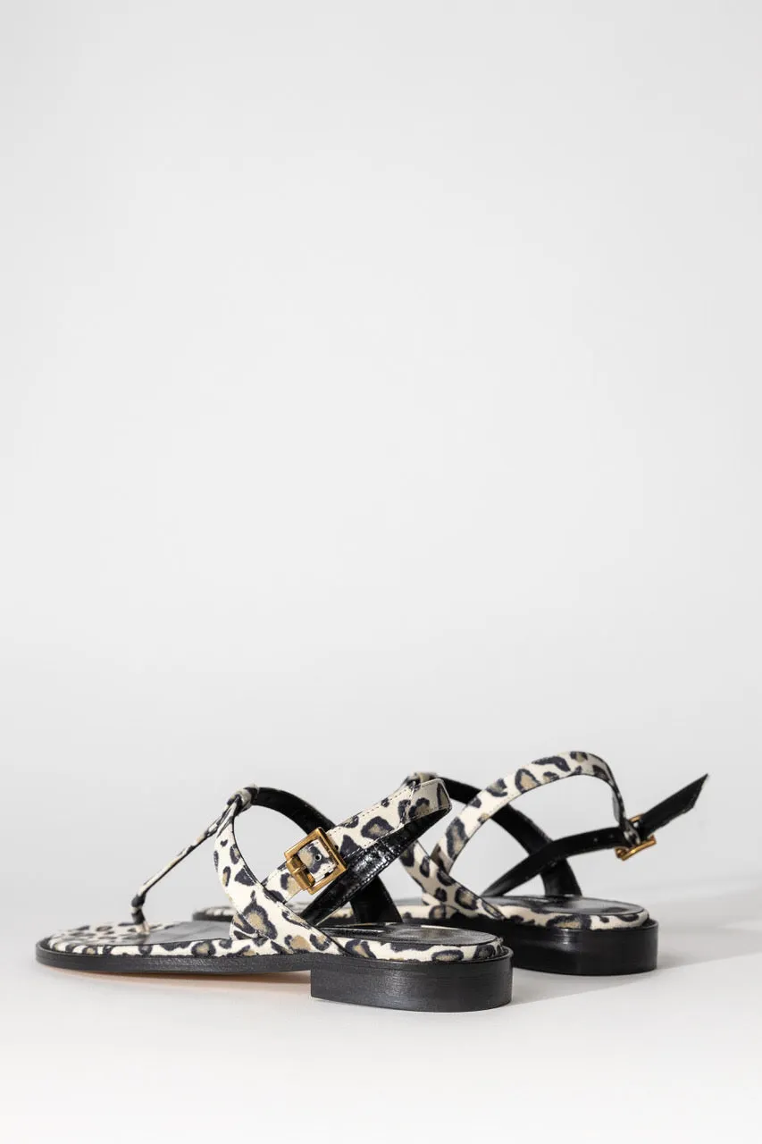 Hata Flat Sandal in Leopard Print