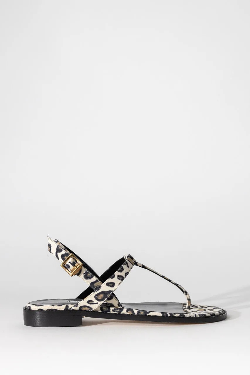 Hata Flat Sandal in Leopard Print