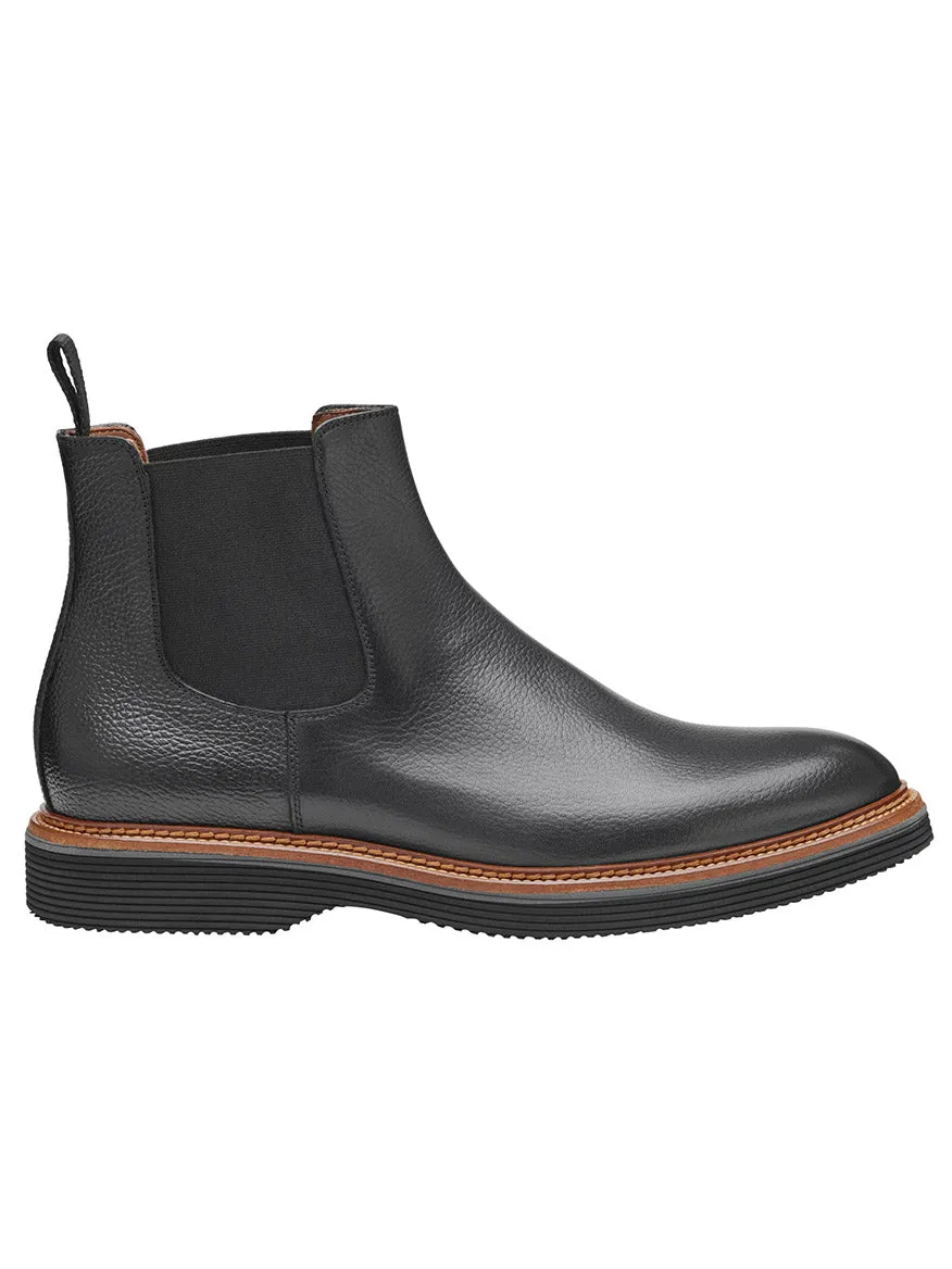J & M Collection Jenson Chelsea Boot in Black Tumbled Calfskin