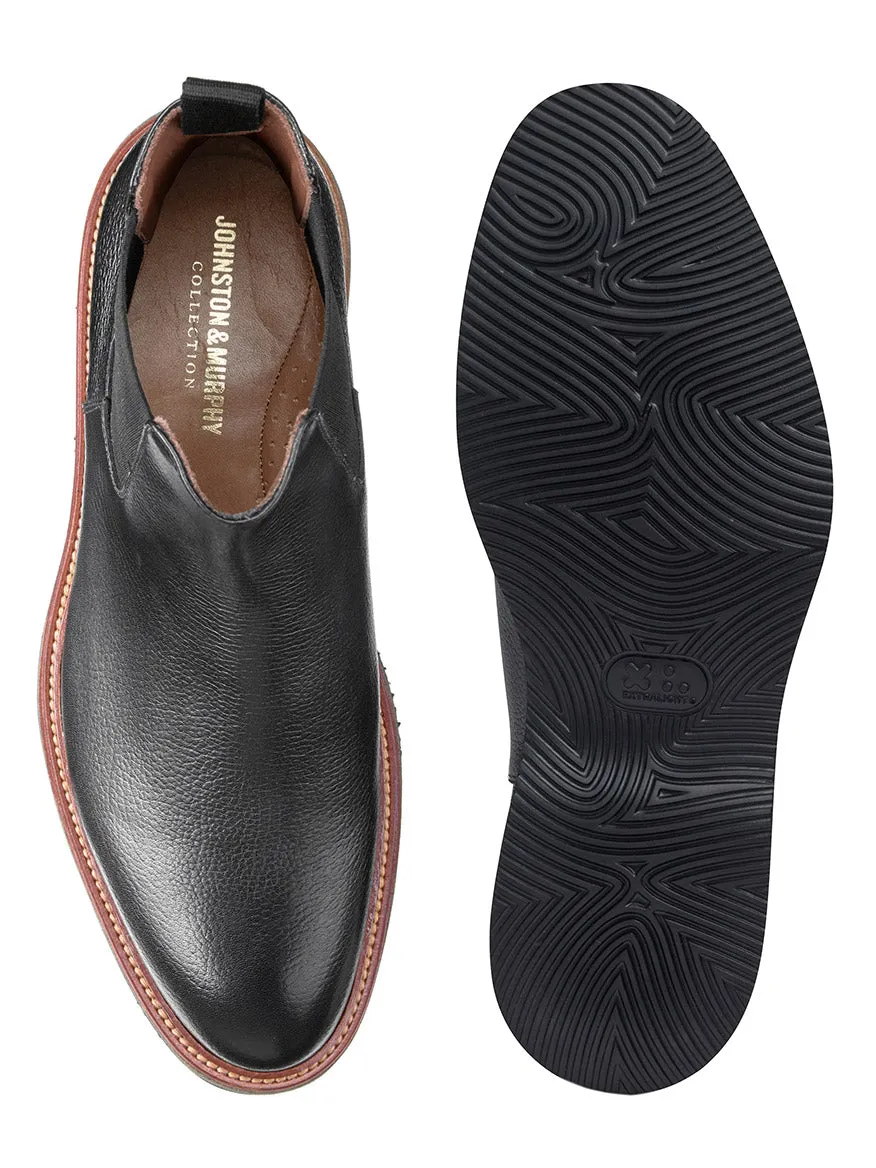 J & M Collection Jenson Chelsea Boot in Black Tumbled Calfskin