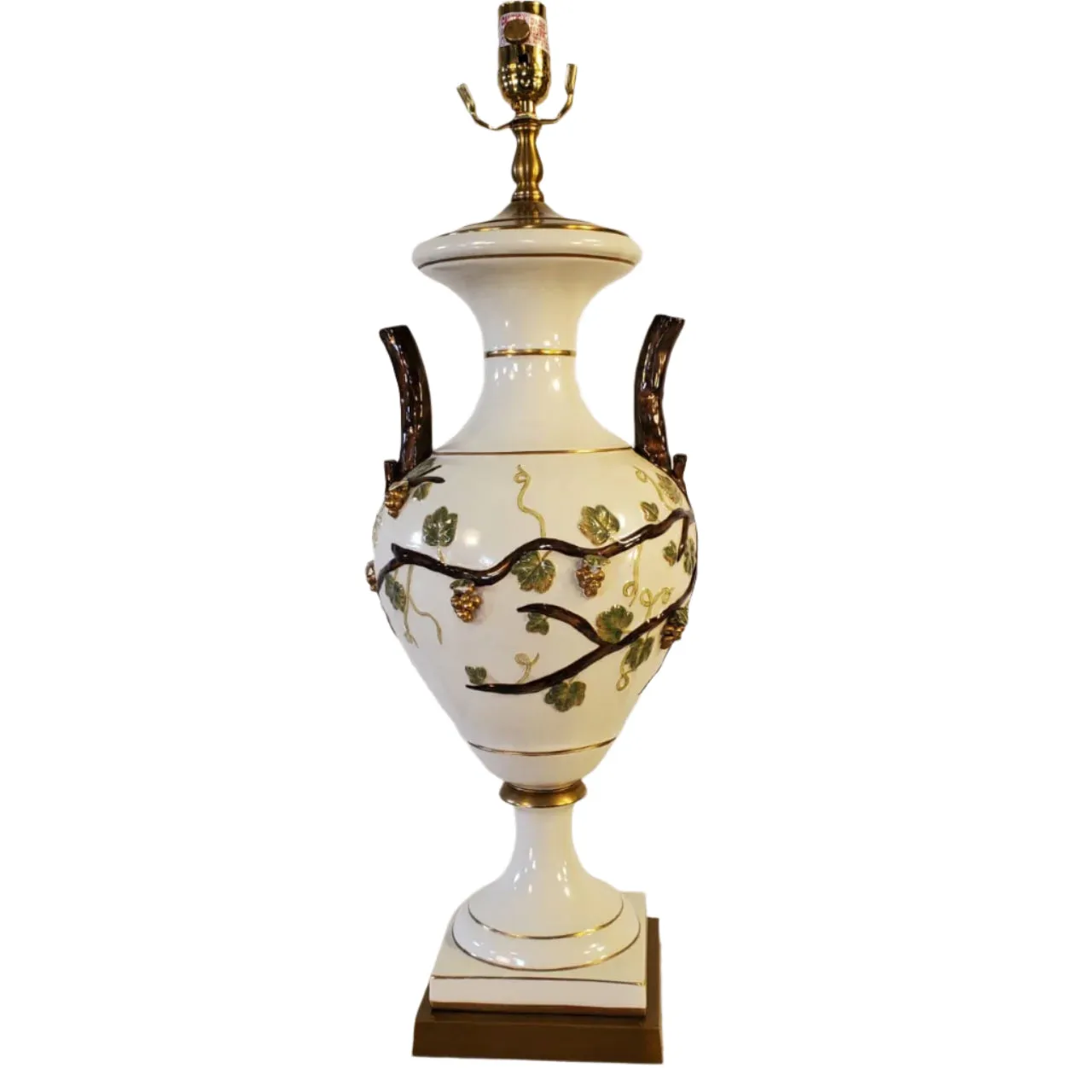 Wedgewood Designs Chelsea House Table Lamp, Ceramic Grape Vine Design, Vintage