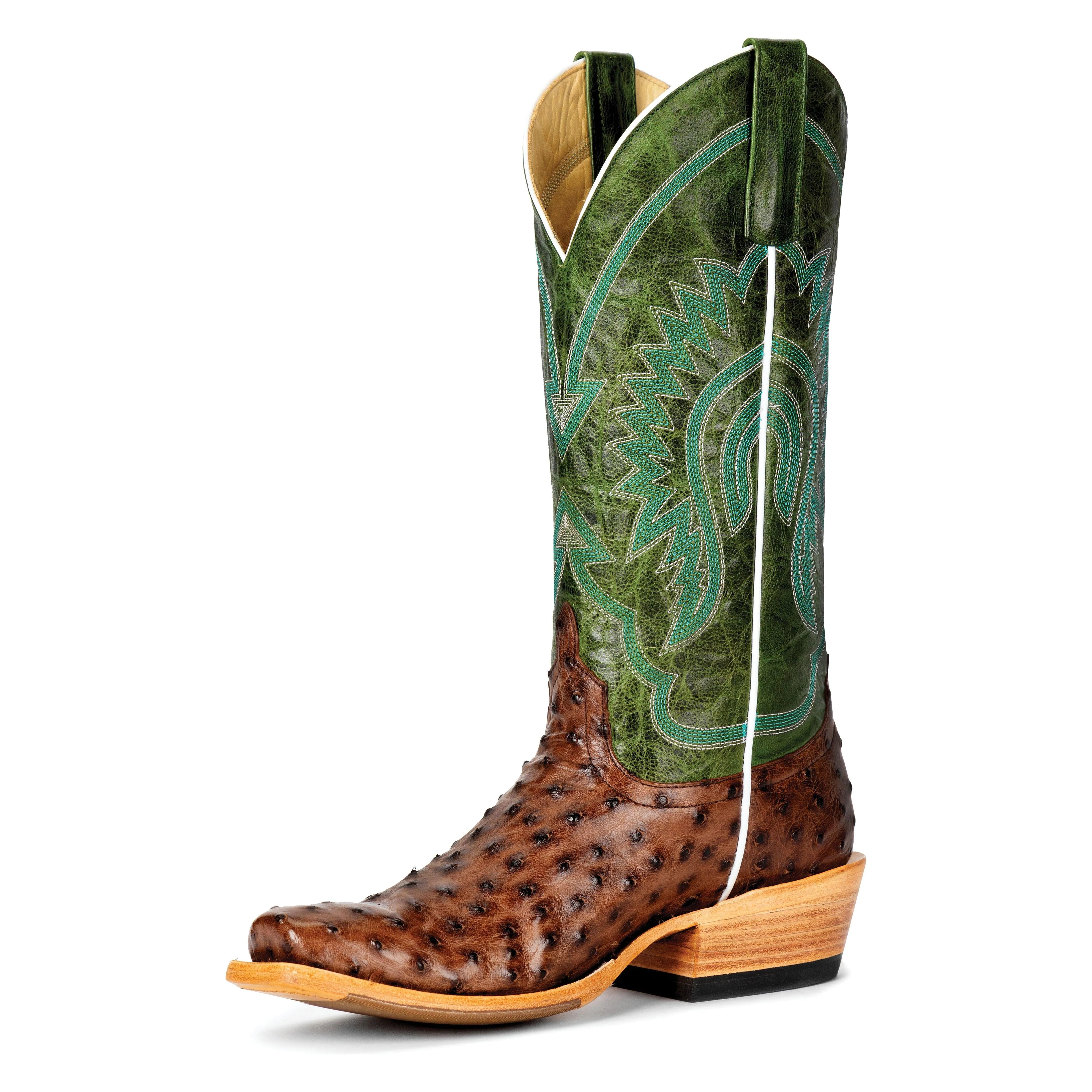 Women's Macie Bean Kango Tobacco Full Quill Ostrich with Emerald Explosion Top M9502