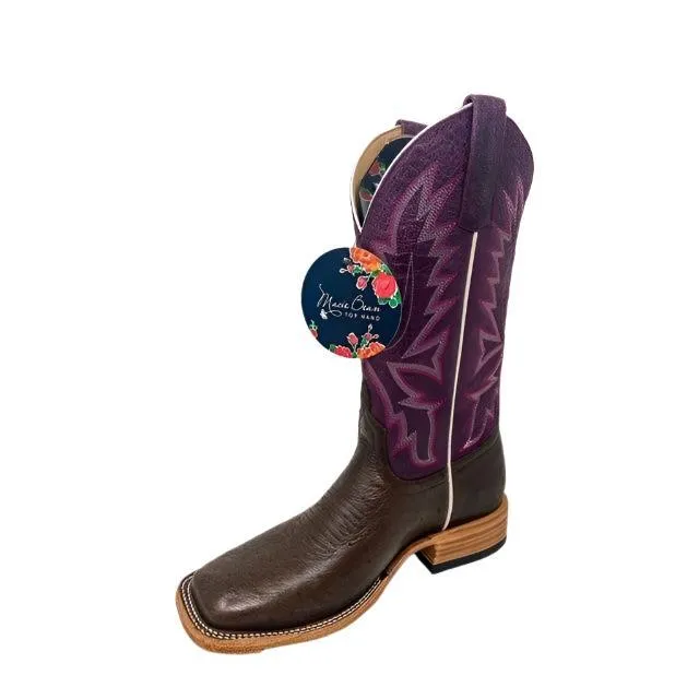 Women's Macie Bean Kango Tobacco Smooth Ostrich with Purple Explosion Top M2028
